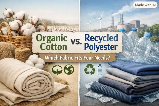 Organic Cotton vs. Recycled Polyester: Fabric Guide explains the key differences in eco-impact, breathability, longevity, and ideal uses.